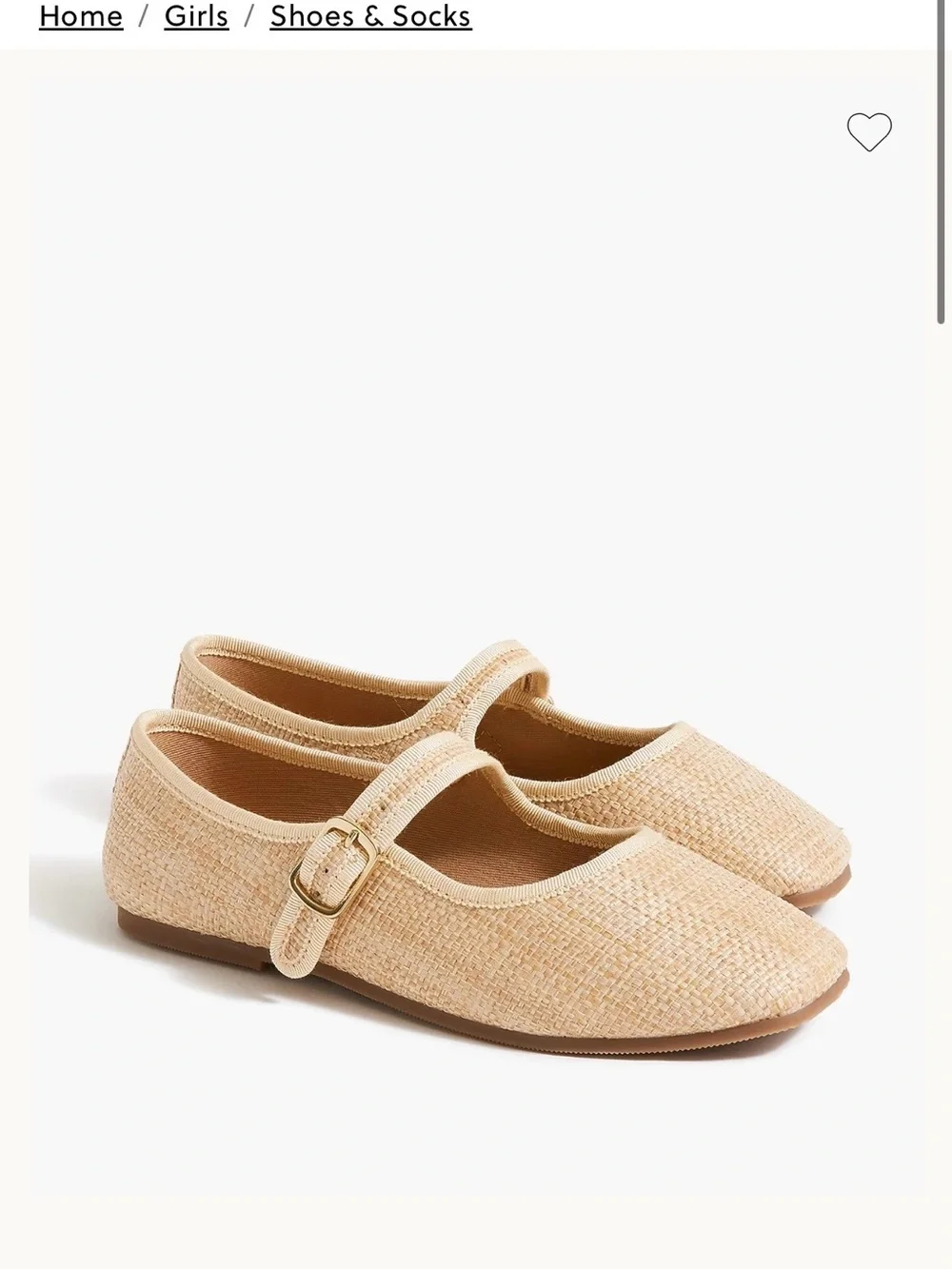 J. Crew Factory Girls Woven Mary Jane Flats in Beige